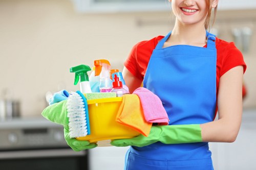 Customer raising a carpet cleaning complaint in a professional setting