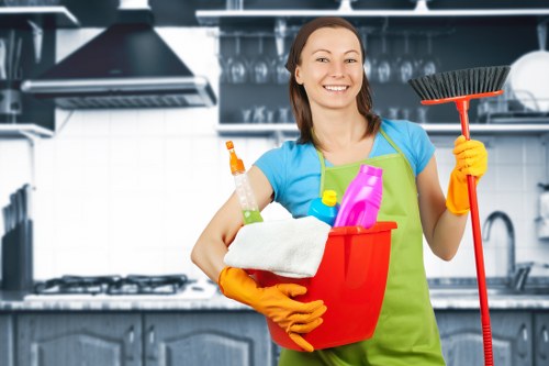 Professional carpet cleaner treating a stained carpet